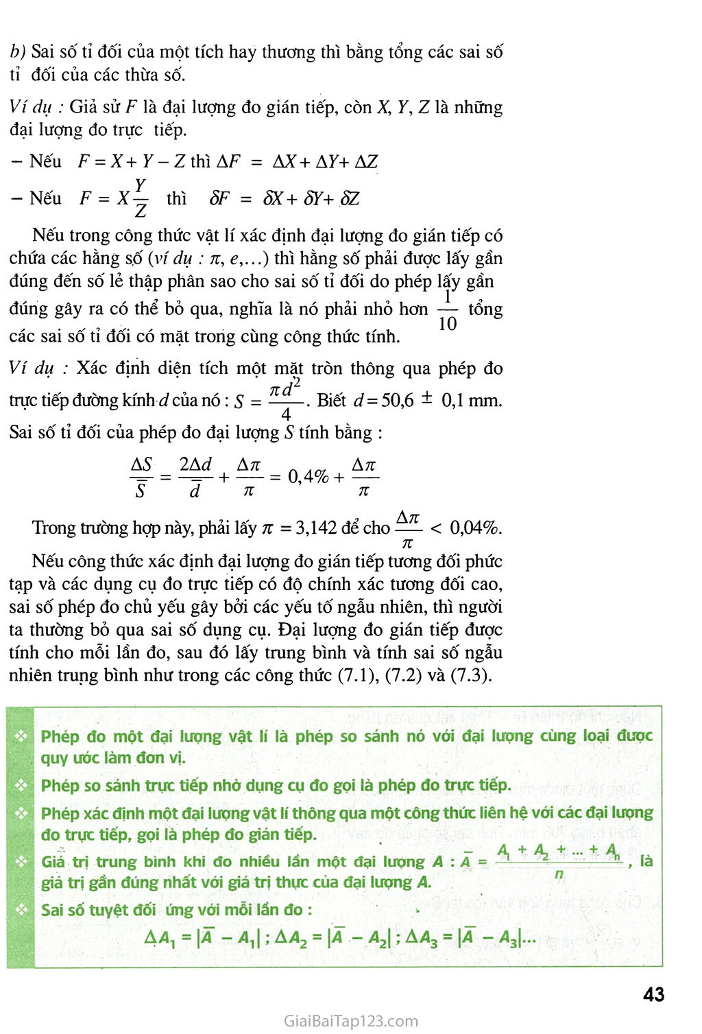 Bài 7. Sai số của phép đo các đại lượng vật lí trang 5