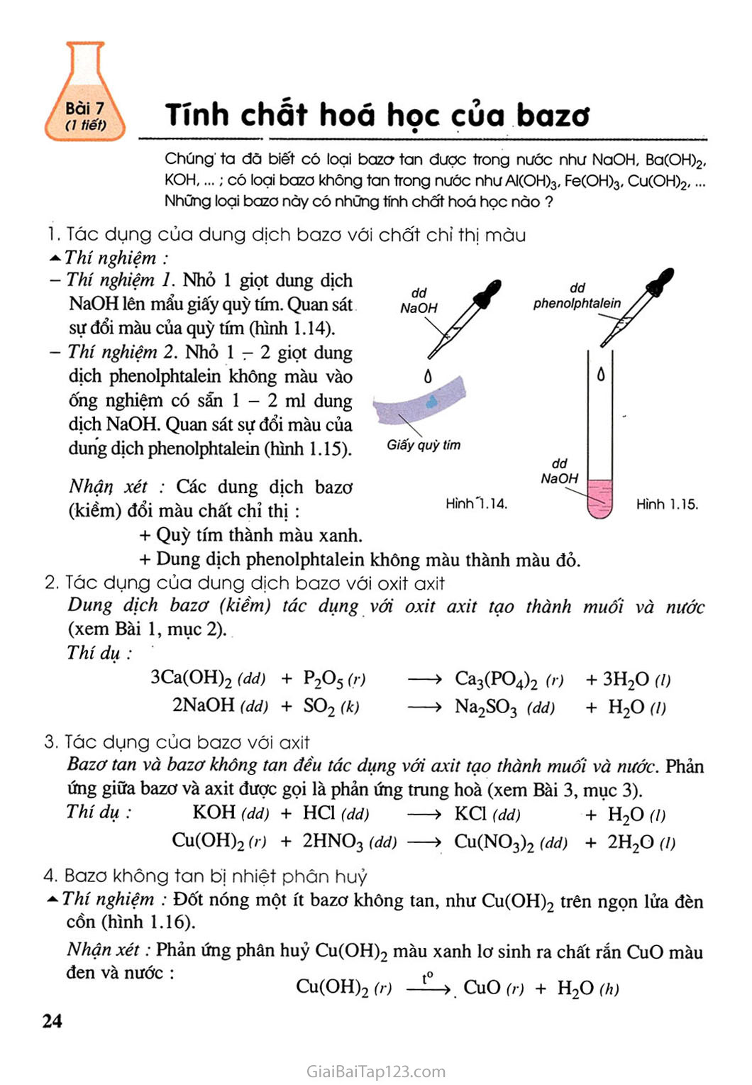 Bài 7: Tính chất hóa học của bazơ trang 1