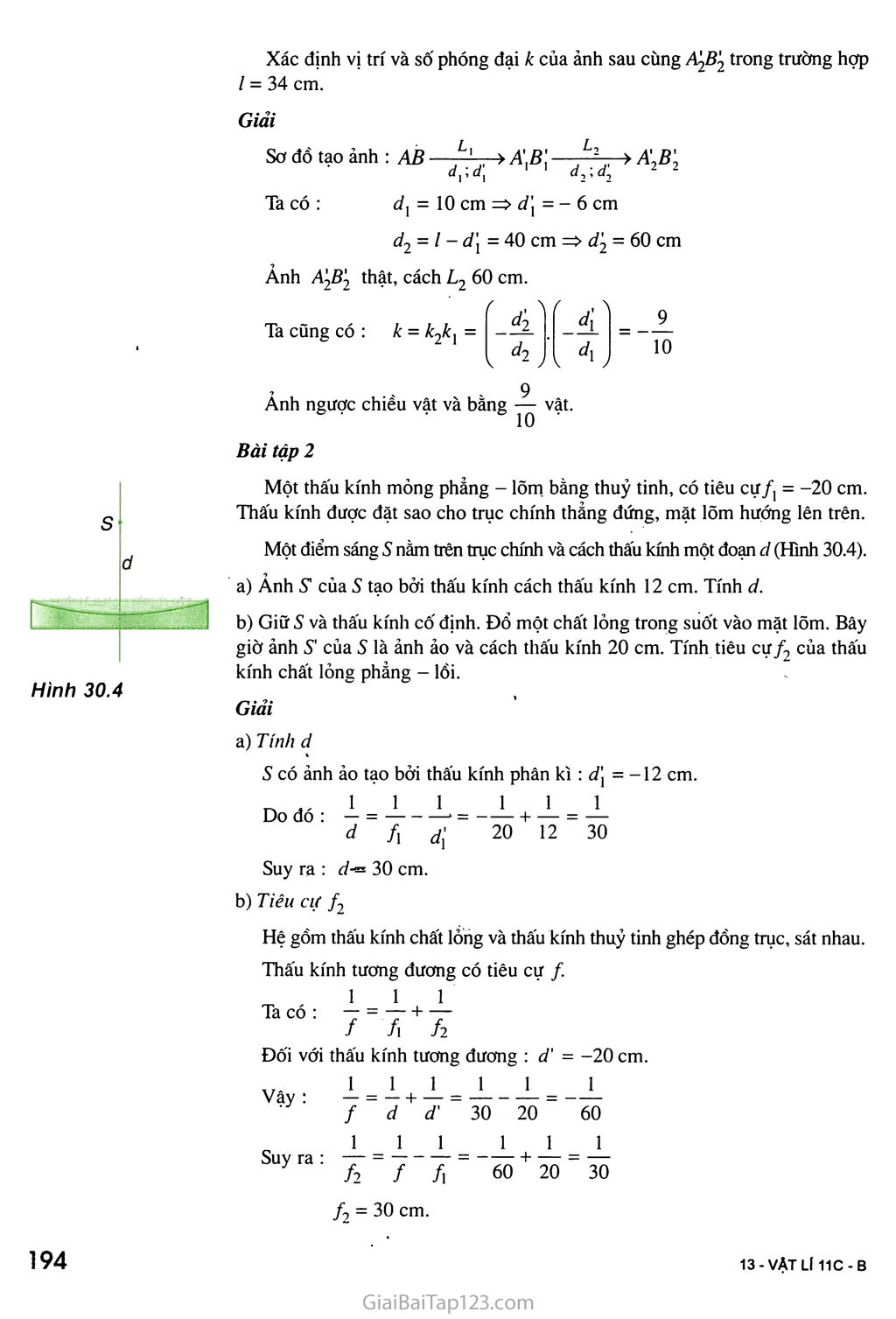 Bài 30. Giải bài toán về hệ thấu kính trang 4