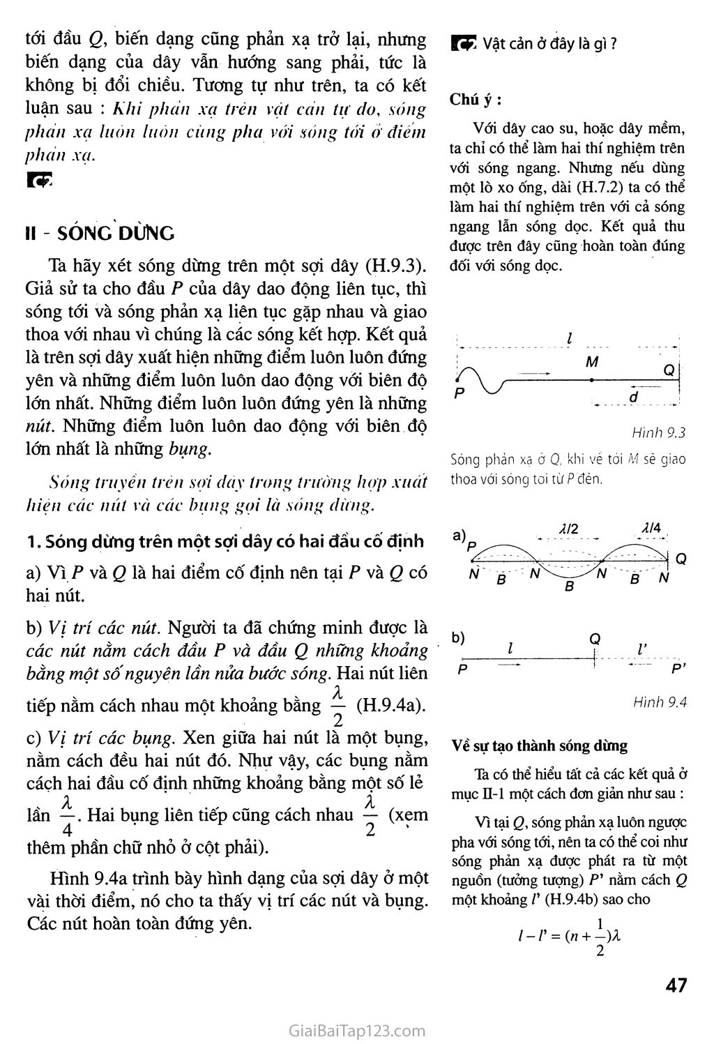 Bài 9. Sóng dừng trang 2