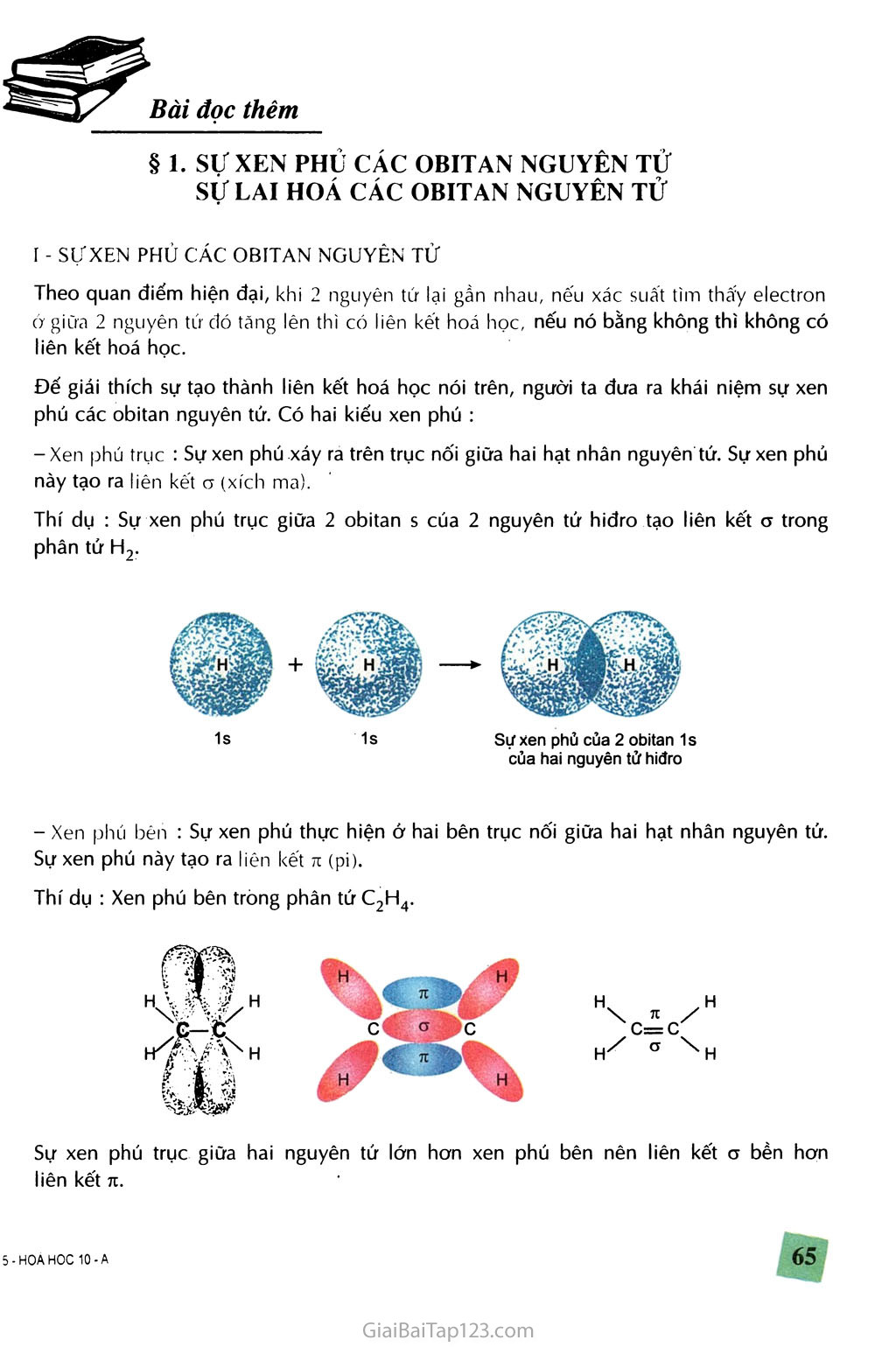 §1. Sự xen phủ các obitan nguyên tử. Sự lai hóa các obitan nguyên tử trang 1