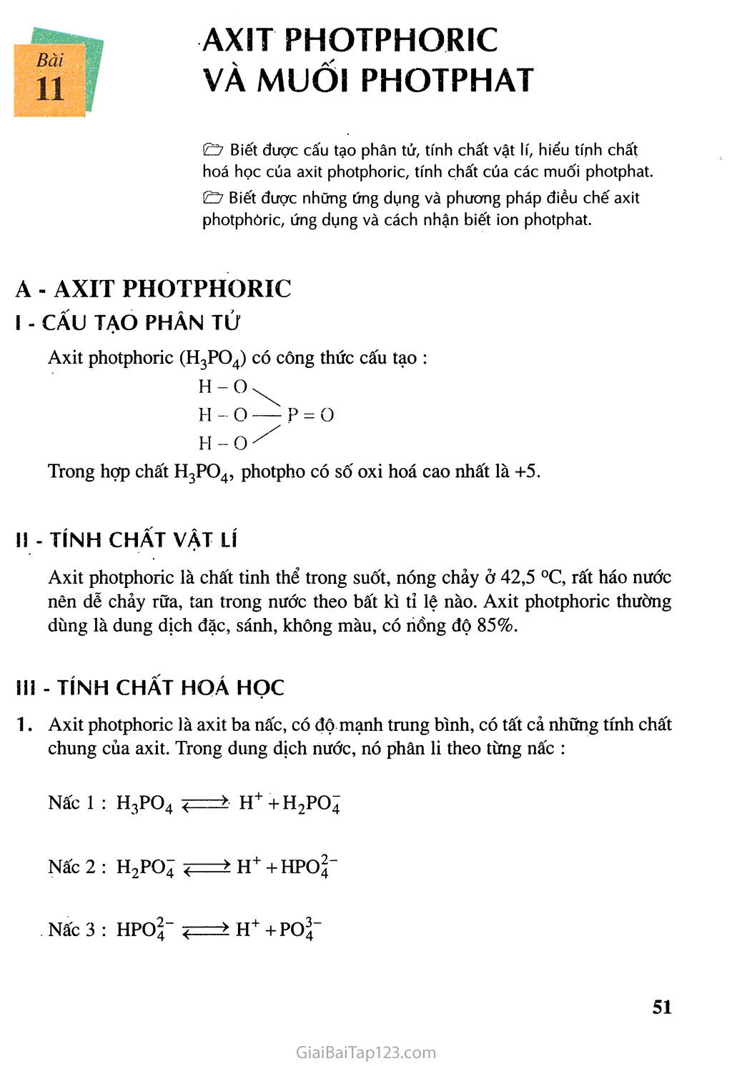 Bài 11: Axit photpho và muối photphat trang 1