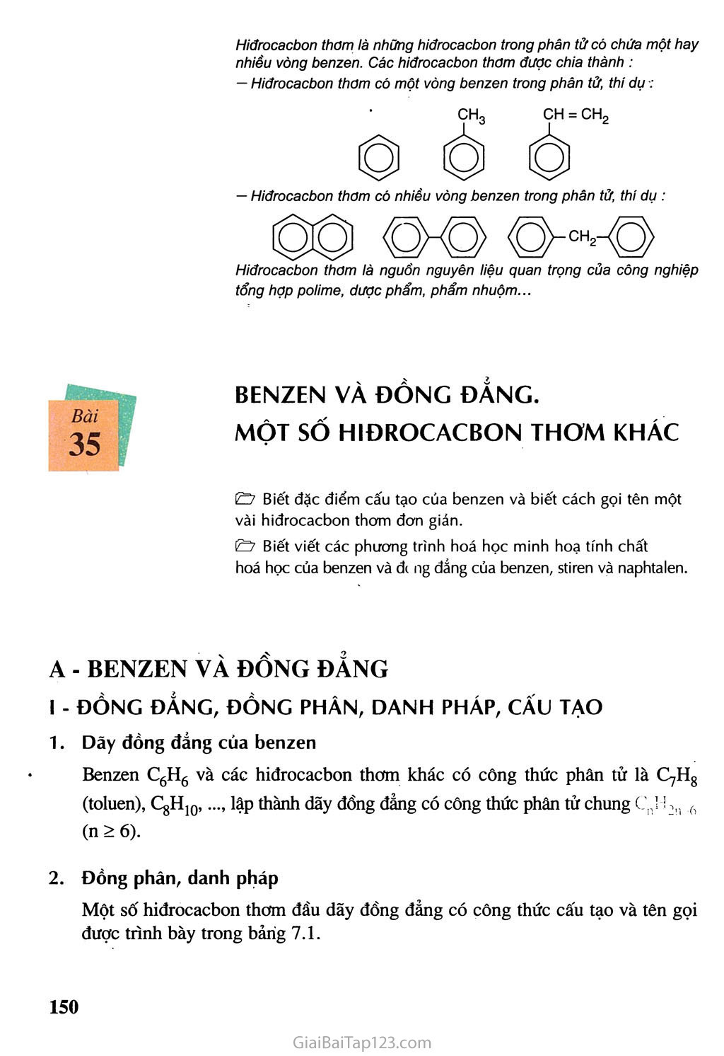 Bài 35: Benzen và đồng đẳng - Một số hiđrocacbon thơm khác trang 2