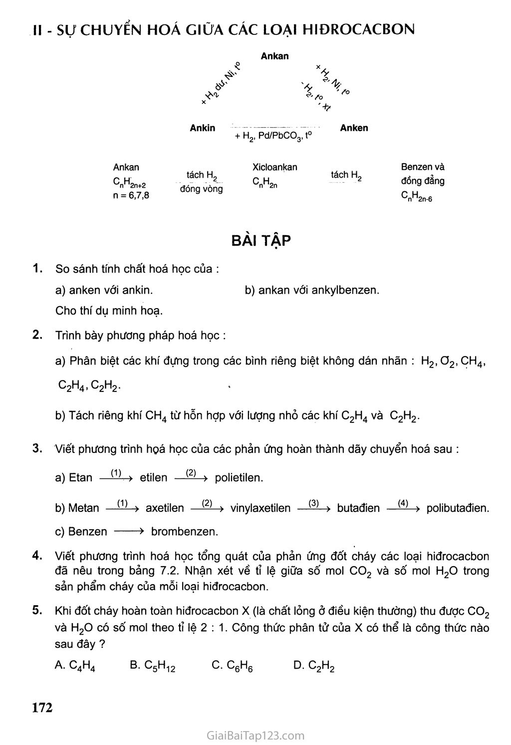 Bài 38: Hệ thống hóa về hiđrocacbon trang 2