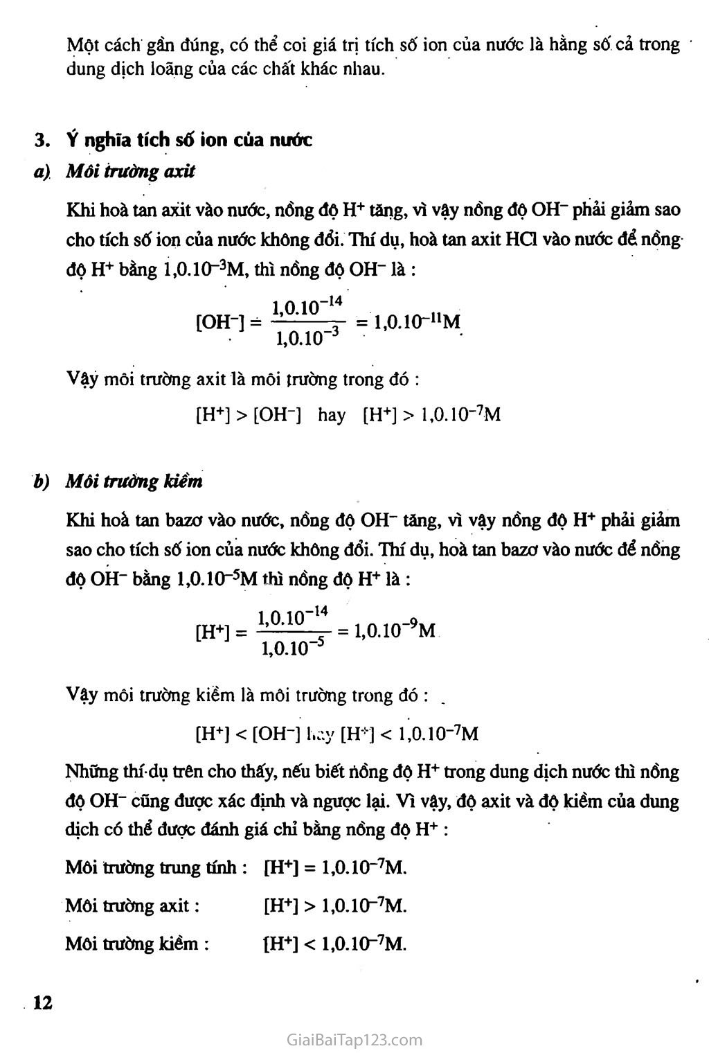 Bài 3: Sự điện ly của nước, pH - Chất chỉ thị aixit bazơ trang 2