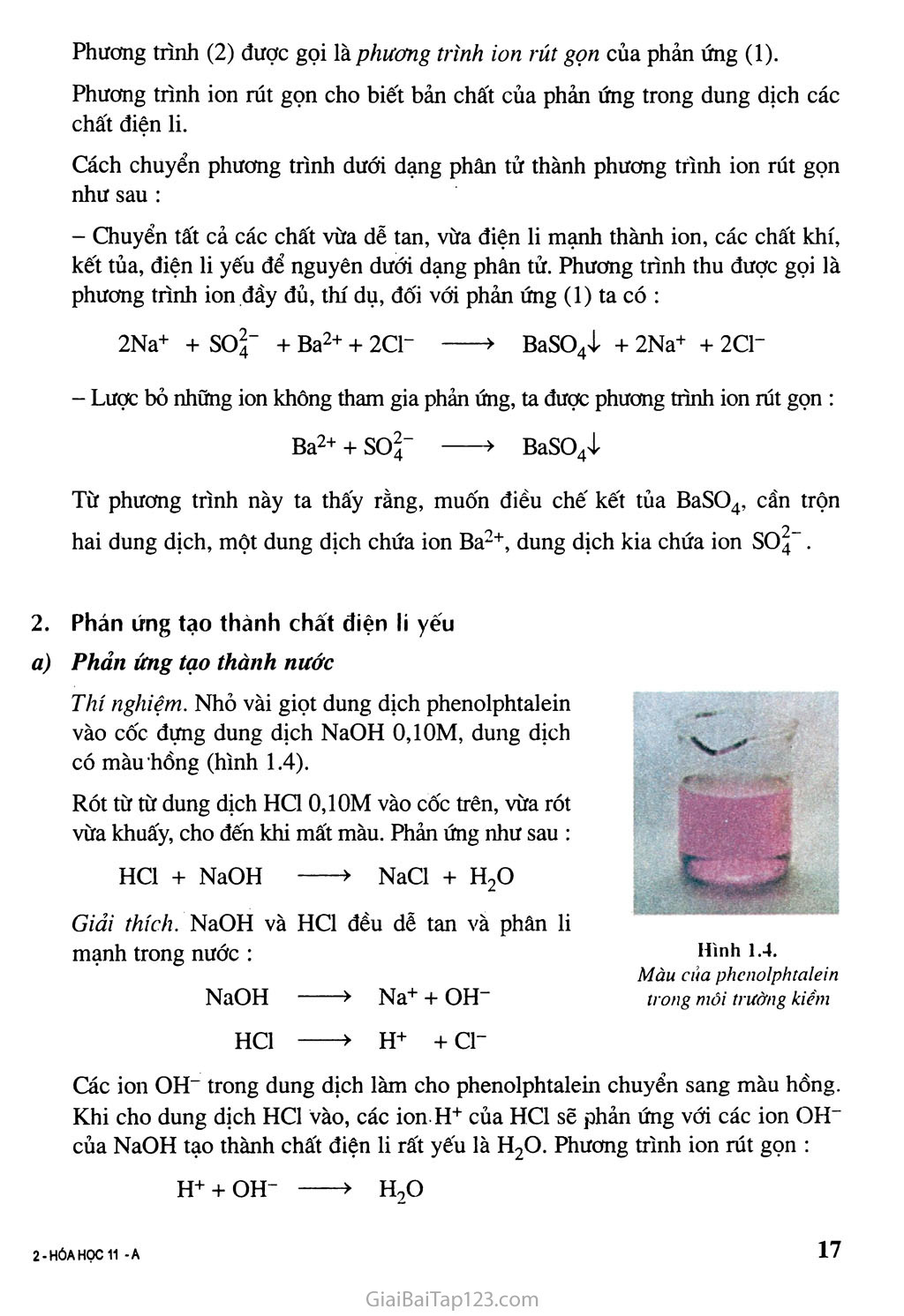 Bài 4: Phản ứng trao đổi ion trong dung dịch các chất điện li trang 2