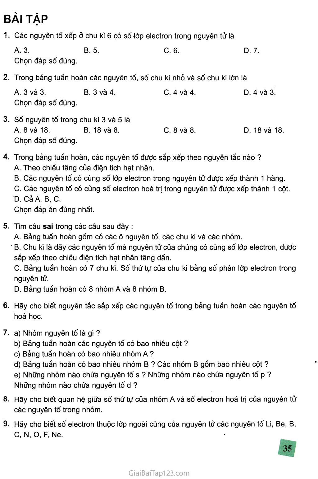 Bài 7. Bảng tuần hoàn các nguyên tố hóa học trang 5