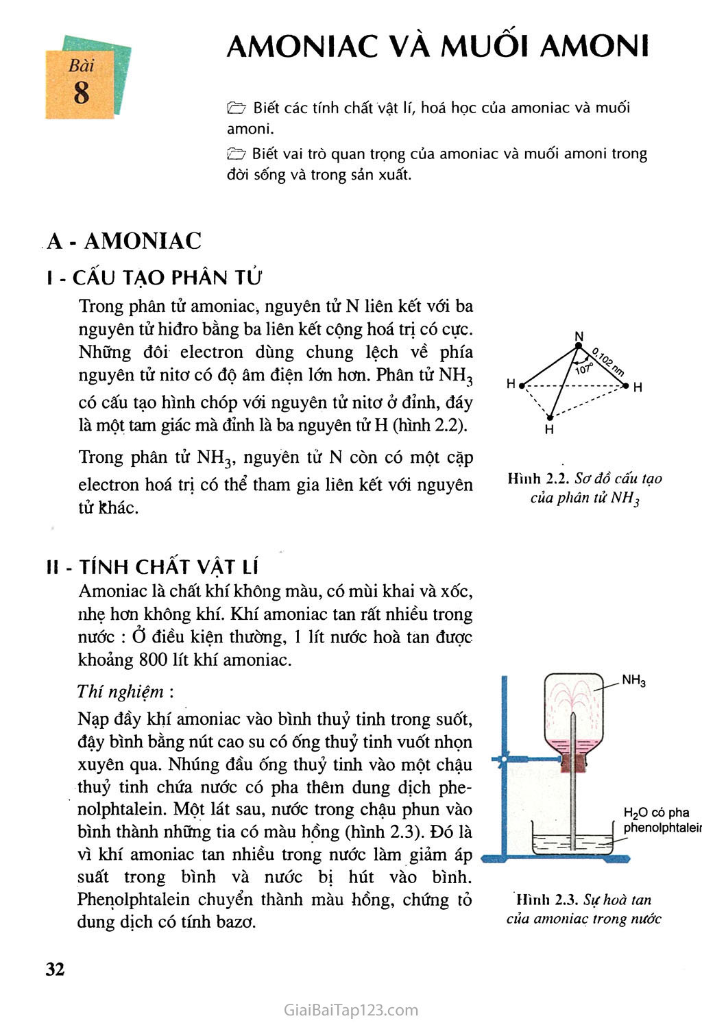Bài 8: Amoniac và muối amoni trang 1