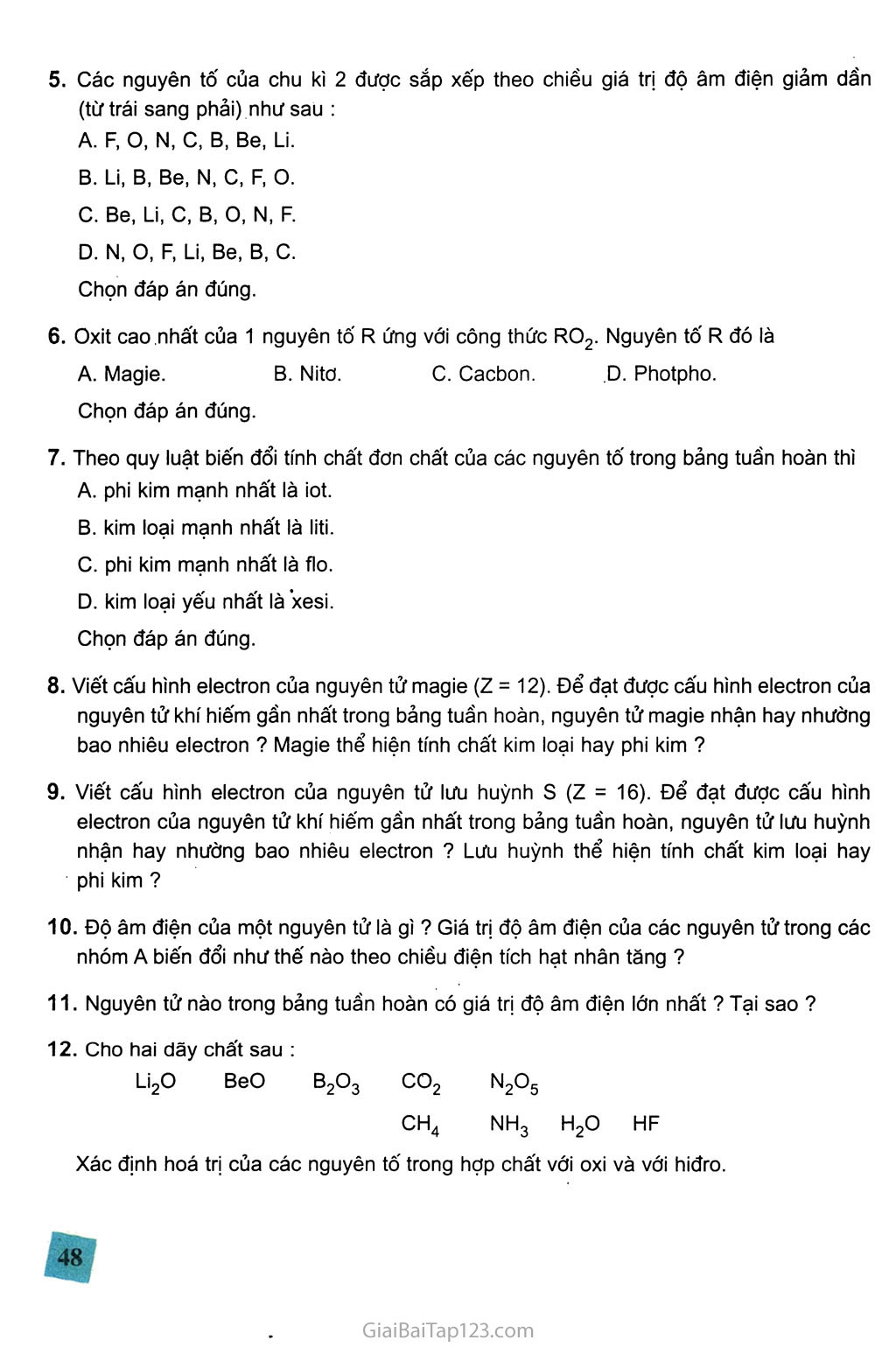 Bài 9. Sự biến đổi tuần hoàn tính chất của các nguyên tố hóa học. Định luật tuần hoàn trang 7