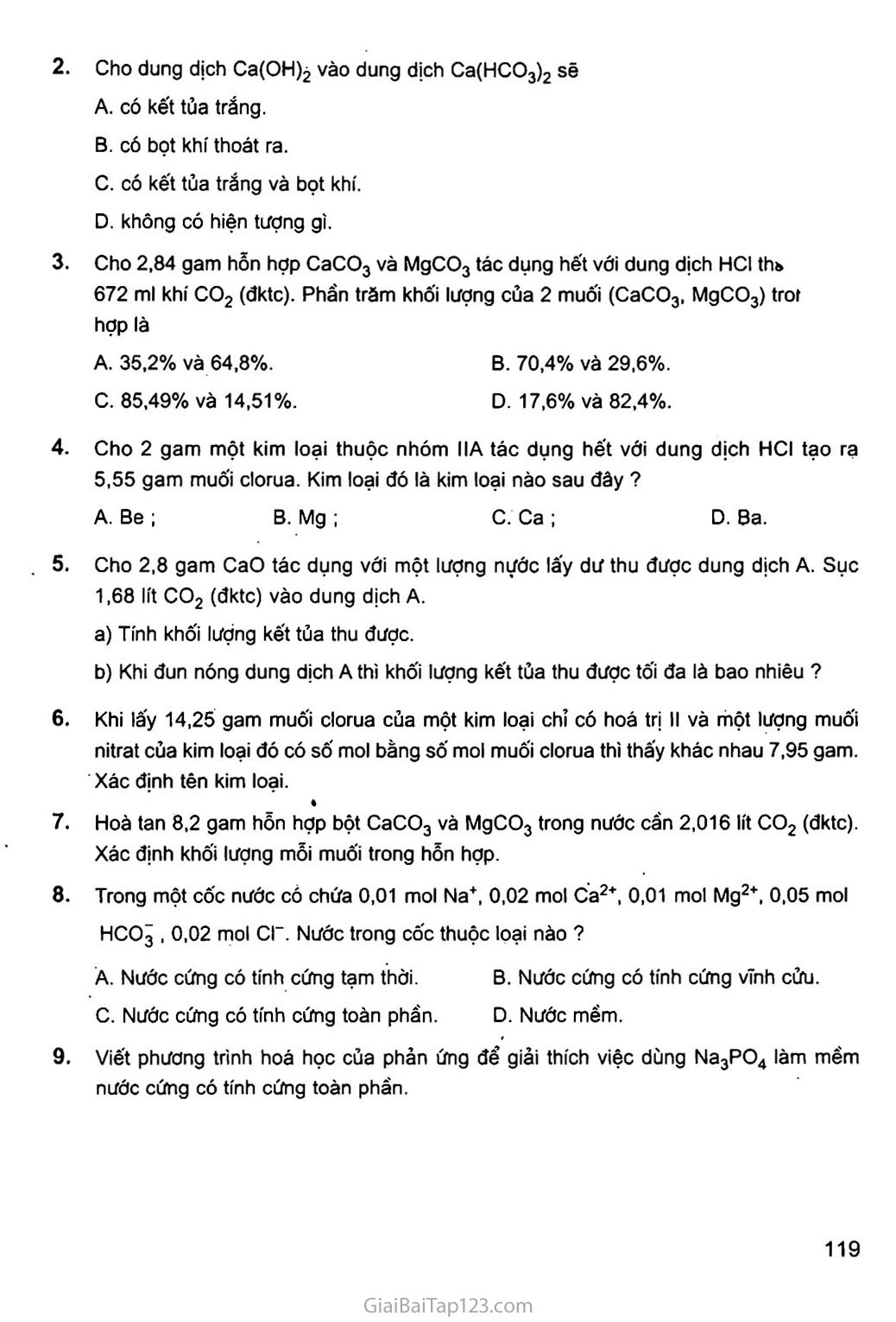 Bài 26: Kim loại kiềm thổ và hợp chất quan trọng của kim loại kiềm thổ trang 8