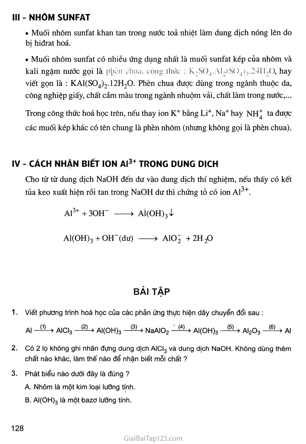 Bài 27: Nhôm và hợp chất của nhôm trang 9 Bài 27: Nhôm và hợp chất của nhôm trang 9