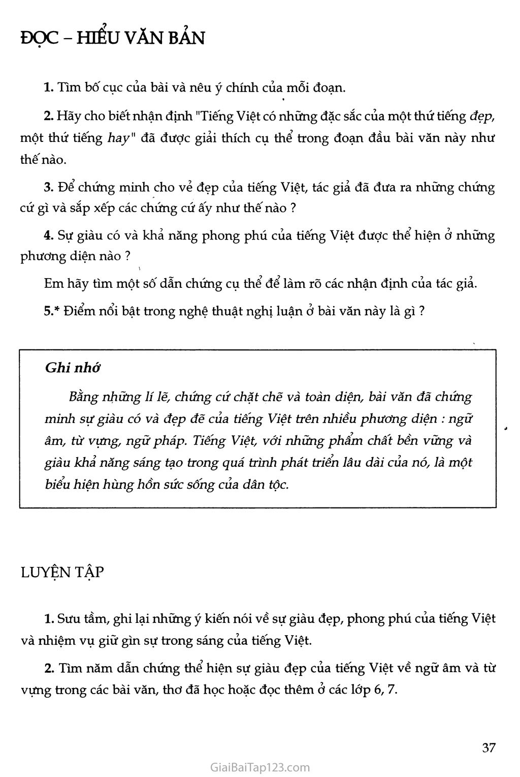SGK Ngữ Văn 7 - Sự giàu đẹp của tiếng Việt