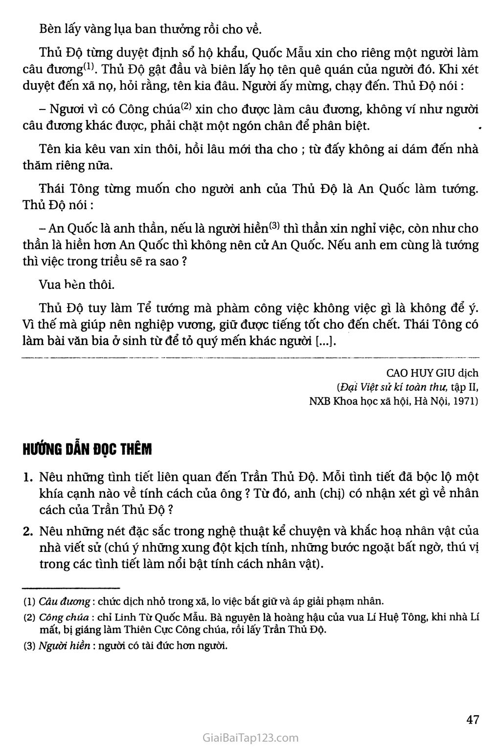 Đọc thêm: Thái sư Trần Thủ Độ (trích Đại Việt sử kí toàn thư) trang 2