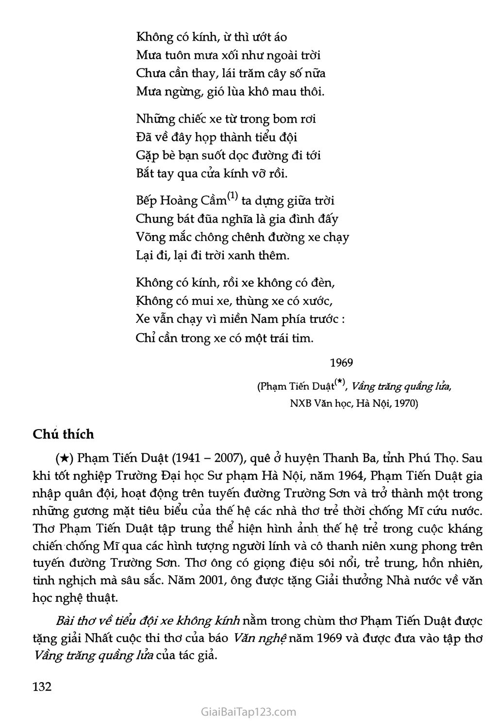 SGK Ngữ Văn 9 - Bài thơ về tiểu đội xe không kính