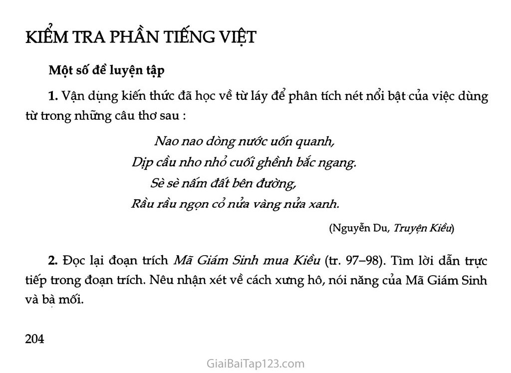 Kiểm tra phần Tiếng Việt trang 1