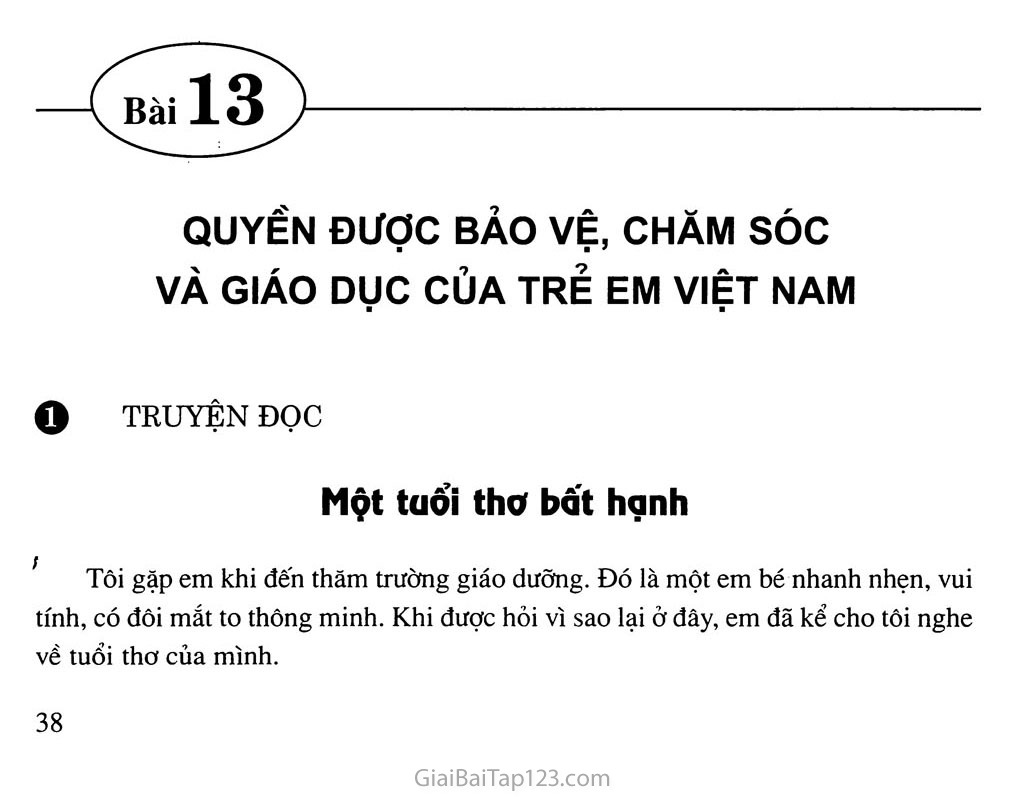 Bài 13: Quyền được bảo vệ, chăm sóc và giáo dục của trẻ em Việt Nam trang 1