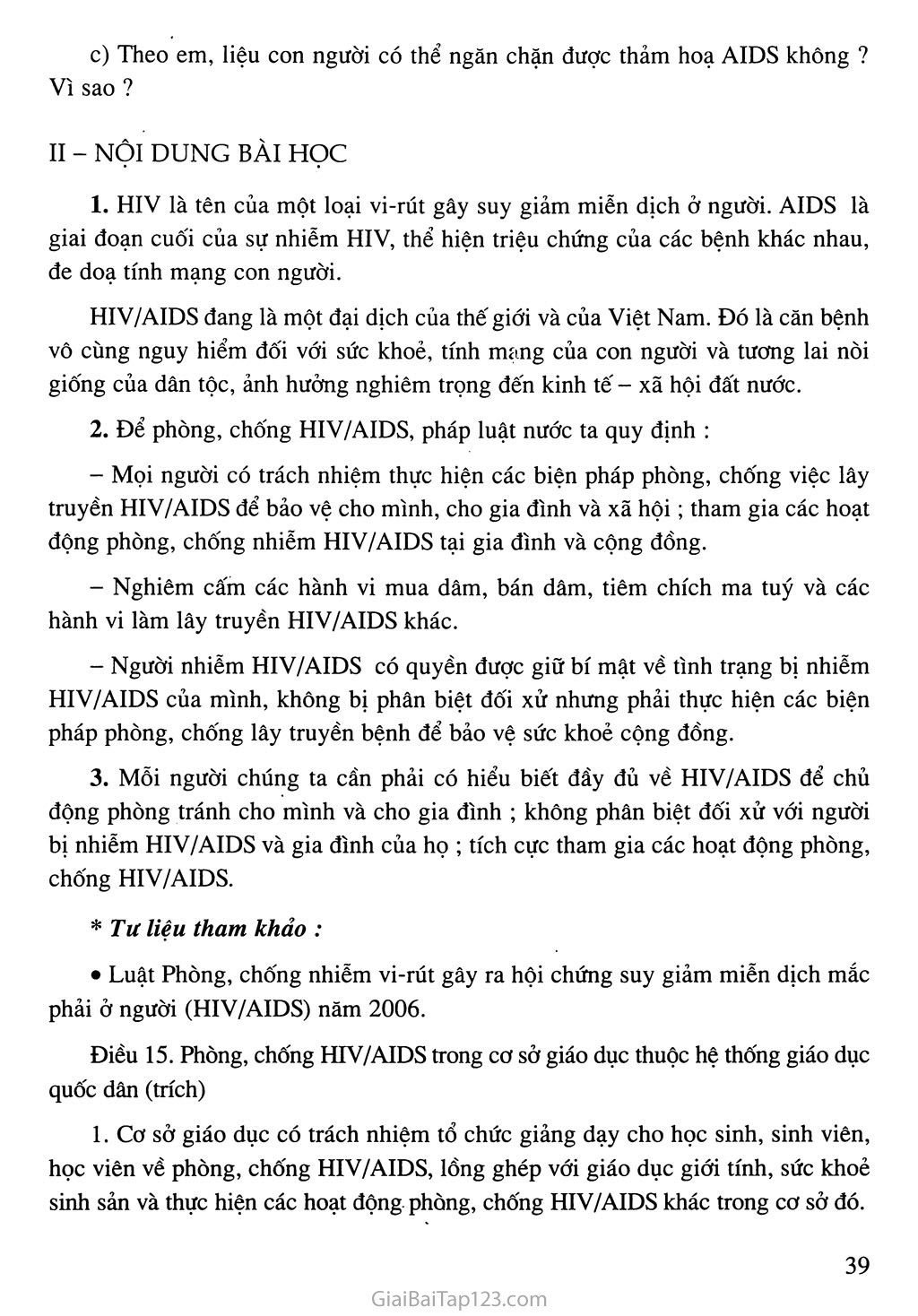 Bài 14: Phòng, chống nhiễm HIV / AIDS trang 2