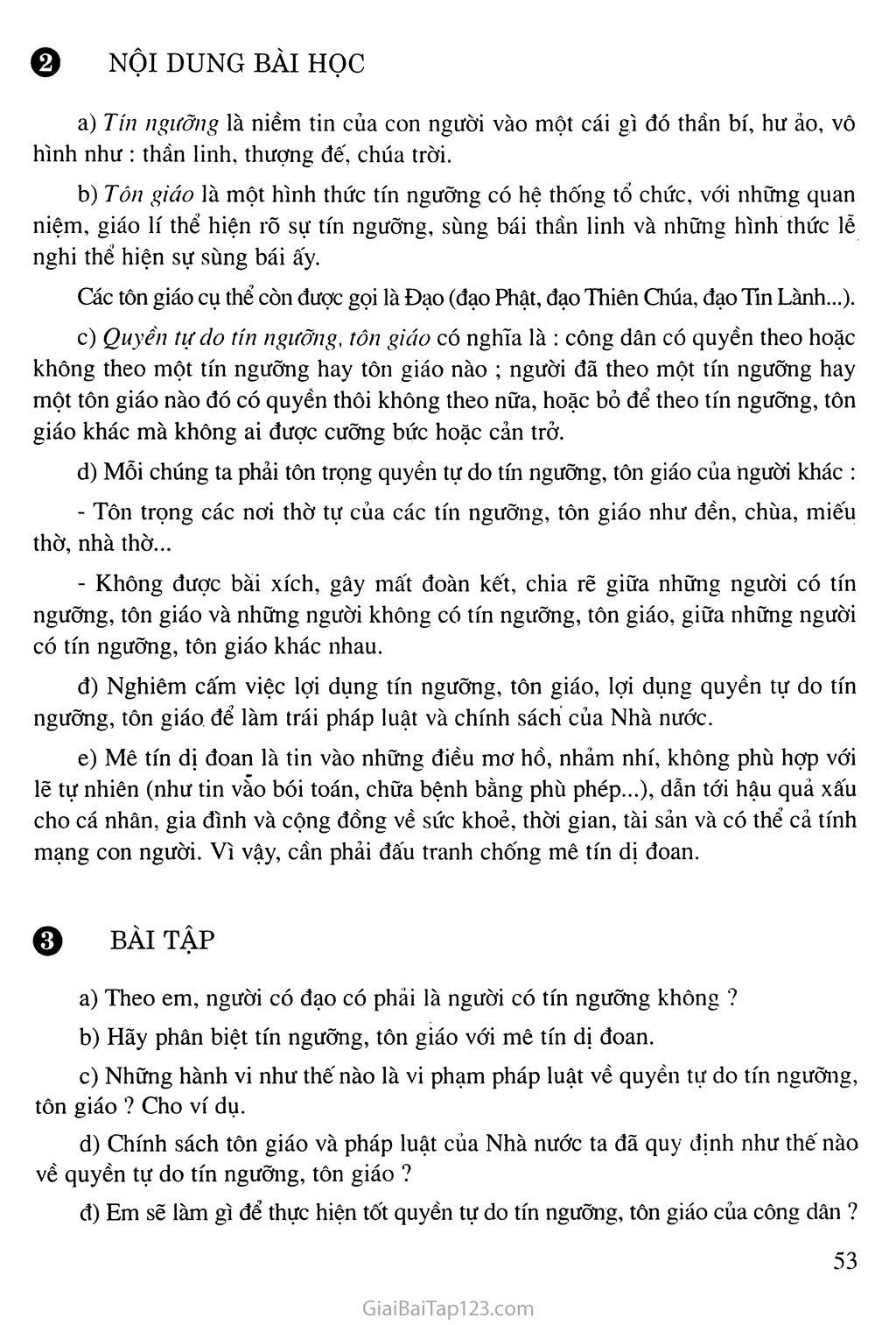 Bài 16: Quyền tự do tín ngưỡng và tôn giáo trang 3 Bài 16: Quyền tự do tín ngưỡng và tôn giáo trang 3