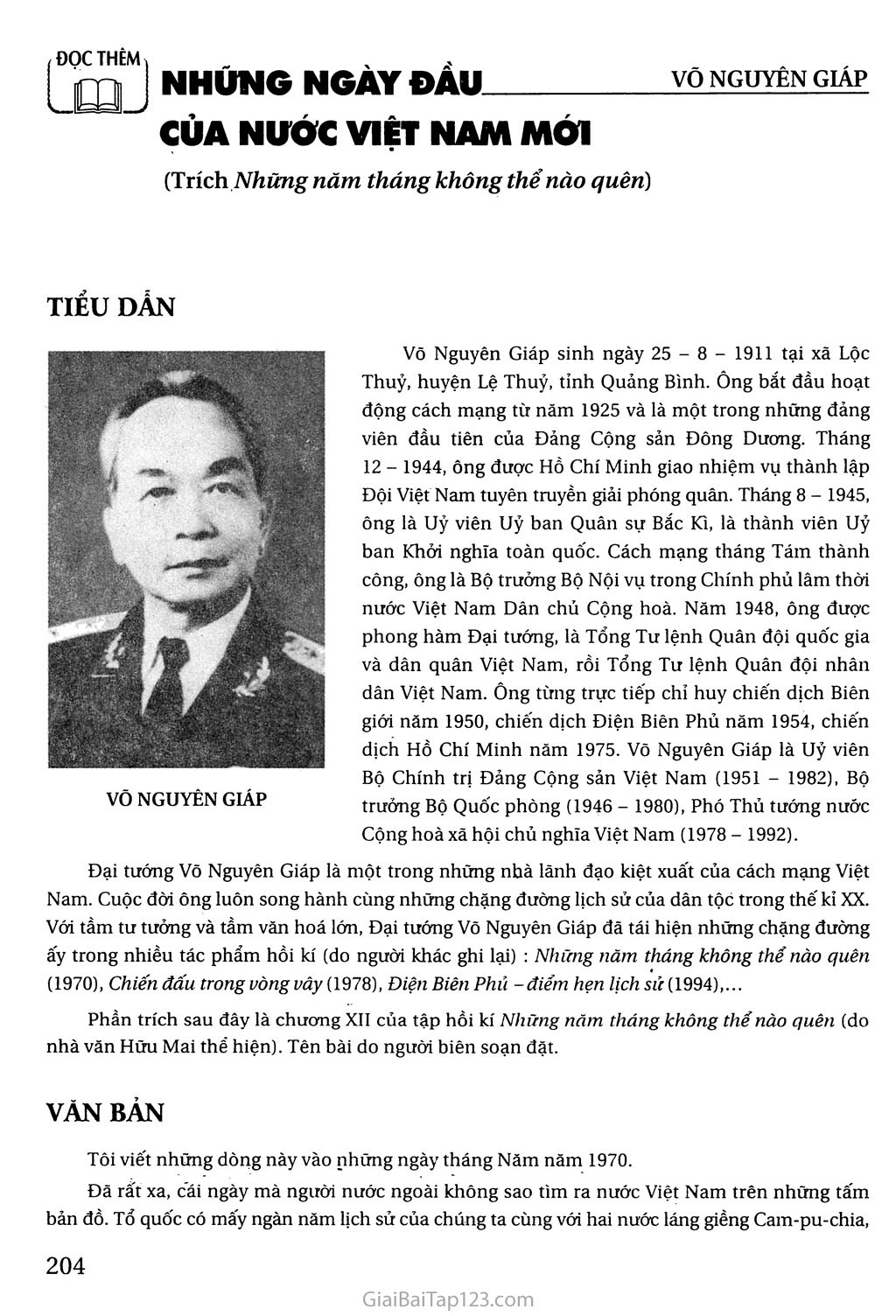 Đọc thêm: Những ngày đầu của đất nước Việt Nam mới (trích Những năm tháng không thể nào quên) trang 1