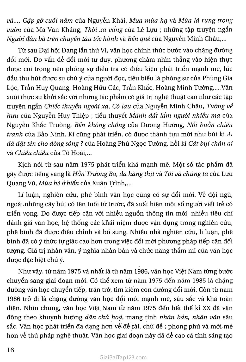 Khái quát văn học Việt Nam từ cách mạng tháng tám năm 1945 đến hết thế kỉ XX trang 14