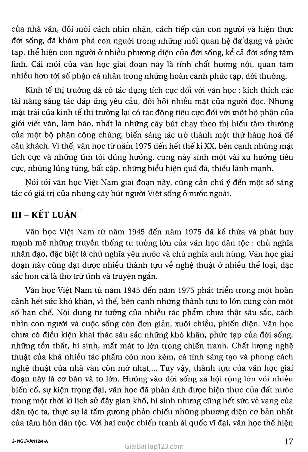 Khái quát văn học Việt Nam từ cách mạng tháng tám năm 1945 đến hết thế kỉ XX trang 15
