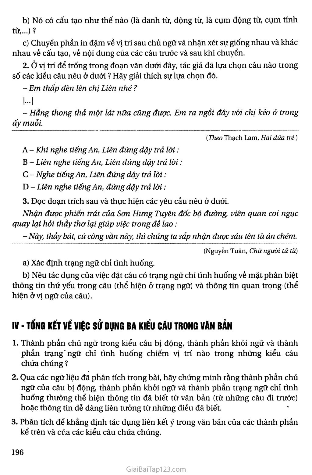 Thực hành về sử dụng một số kiểu câu trong văn bản trang 3 Thực hành về sử dụng một số kiểu câu trong văn bản trang 3