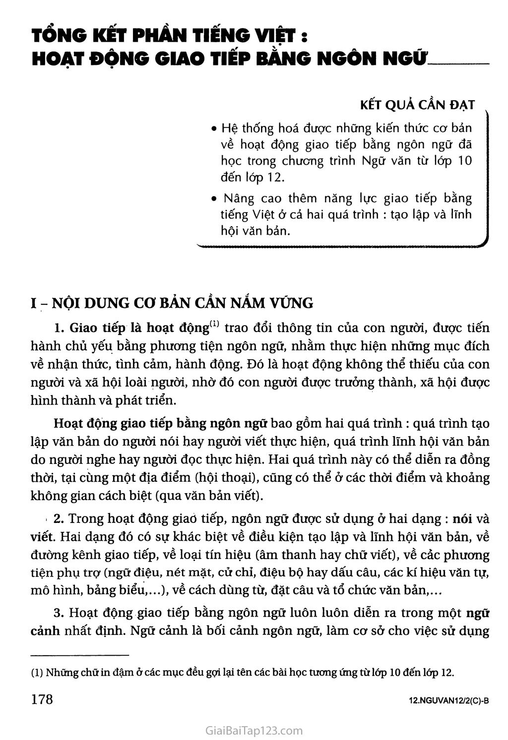 Tổng kết phần Tiếng Việt: hoạt động giao tiếp bằng ngôn ngữ trang 1