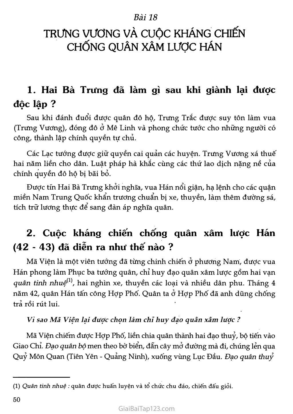 Bài 18 - Trưng Vương và cuộc kháng chiến chống quân xâm lược Hán (1 tiết) trang 1