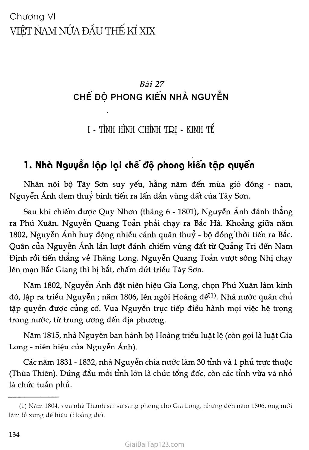 Bài 27 - Chế độ phong kiến nhà Nguyễn trang 1