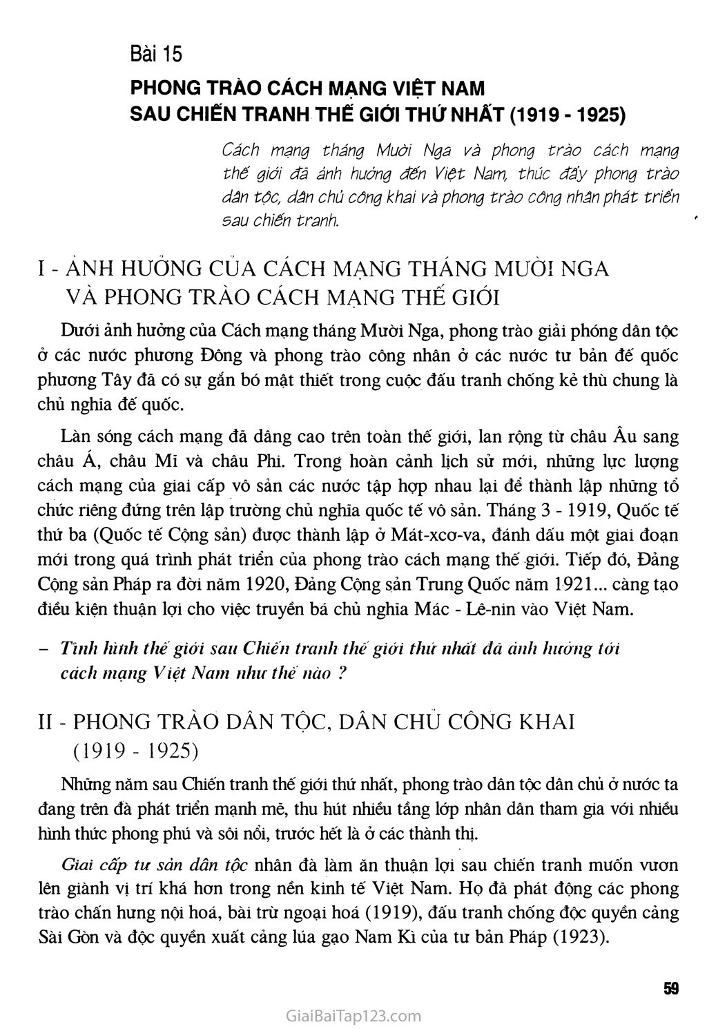 Bài 15 - Phong trào cách mạng Việt Nam sau Chiến tranh thế giới thứ nhất (1919 - 1925) trang 1