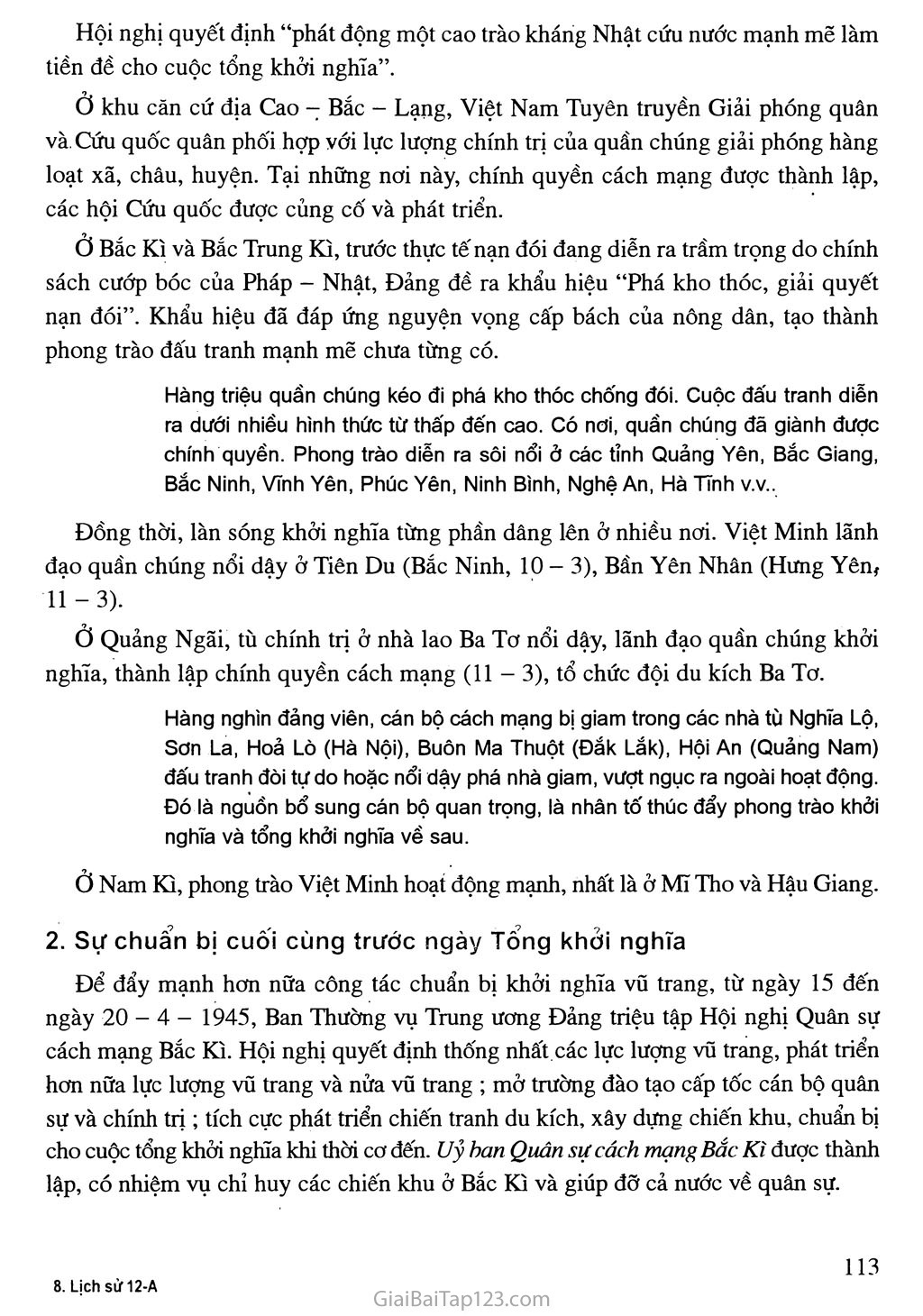 Bài 16. Phong trào giải phóng dân tộc và Tổng khởi nghĩa tháng Tám (1939 - 1945). Nước Việt Nam Dân chủ Cộng hoà ra đời trang 12