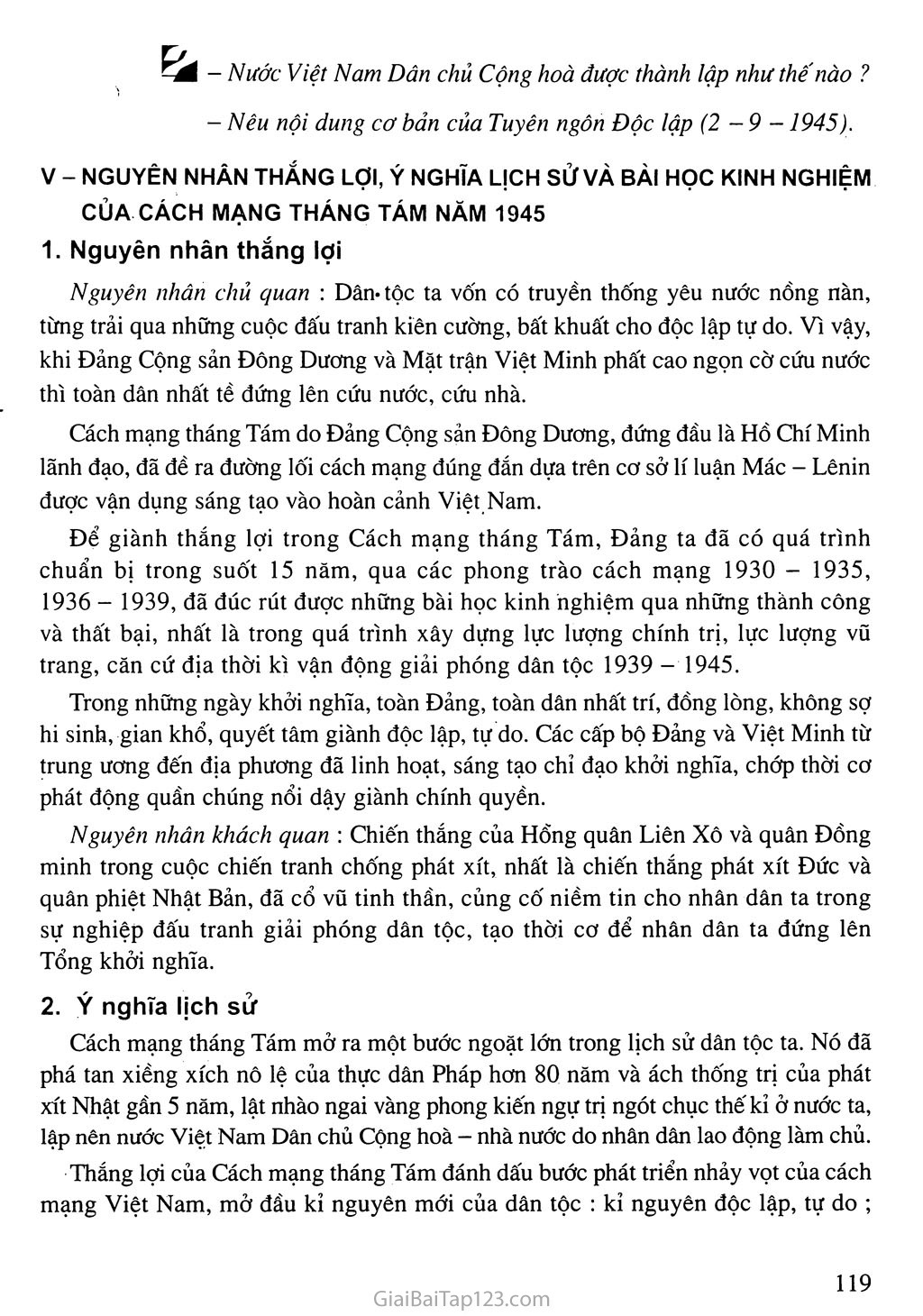 Bài 16. Phong trào giải phóng dân tộc và Tổng khởi nghĩa tháng Tám (1939 - 1945). Nước Việt Nam Dân chủ Cộng hoà ra đời trang 18