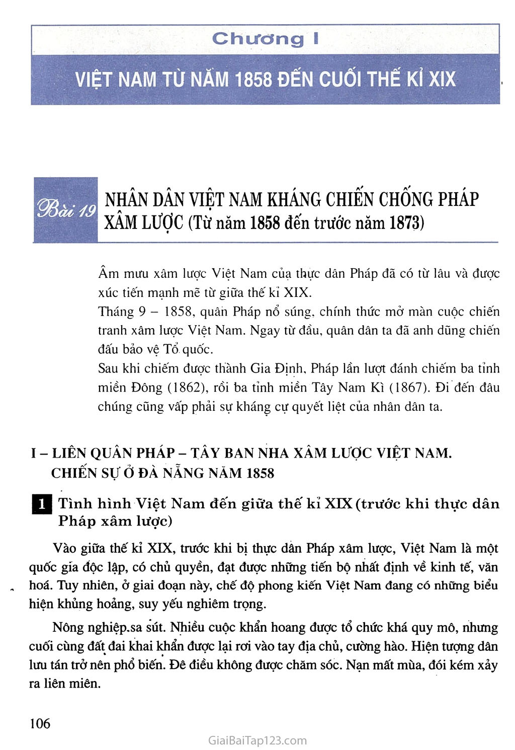 Bài 19. Nhân dân Việt Nam kháng chiến chống Pháp xâm lược (Từ năm 1858 đến trước năm 1873) trang 1