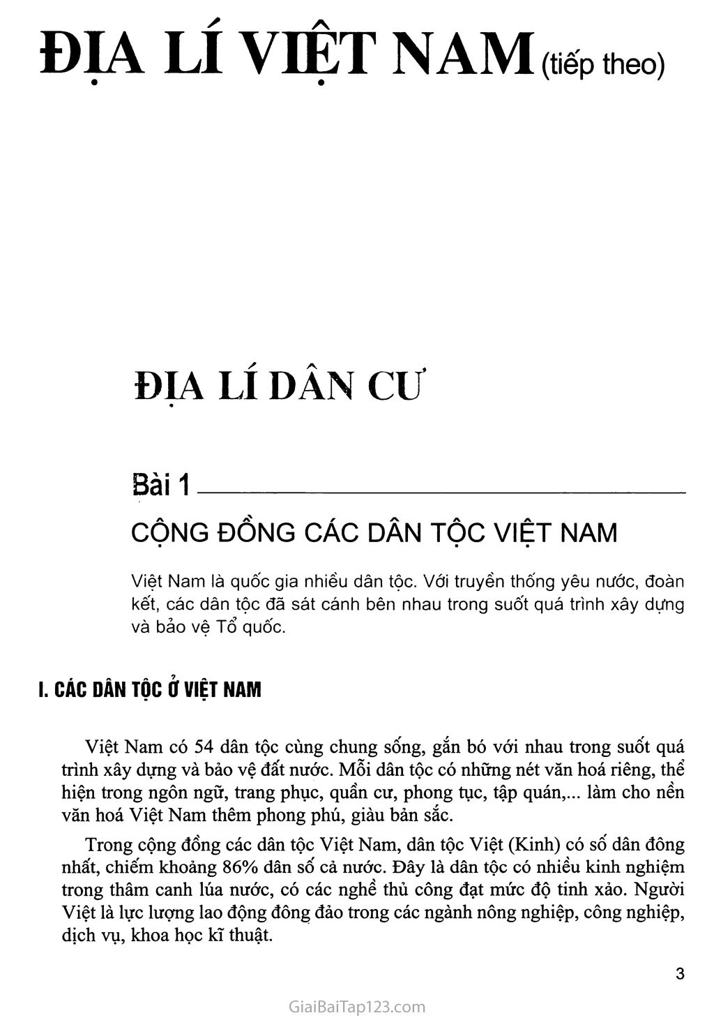 Bài 1. Cộng đồng các dân tộc Việt Nam trang 1