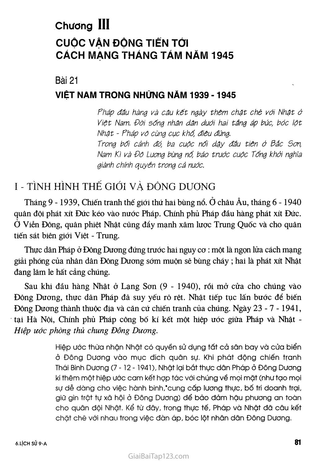 Bài 21 - Việt Nam trong những năm 1939 - 1945 trang 1