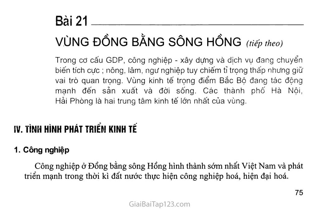 Bài 21. Vùng Đồng bằng sông Hồng (tiếp theo) trang 1