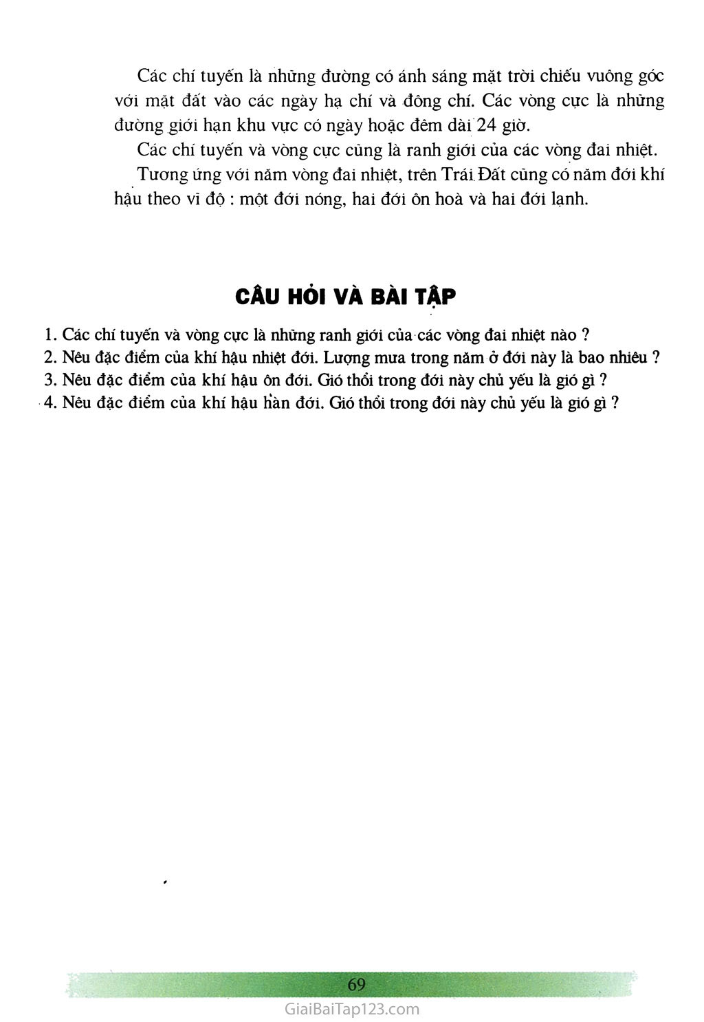 Bài 22: Các đới khí hậu trên Trái Đất (1 tiết) trang 3 Bài 22: Các đới khí hậu trên Trái Đất (1 tiết) trang 3