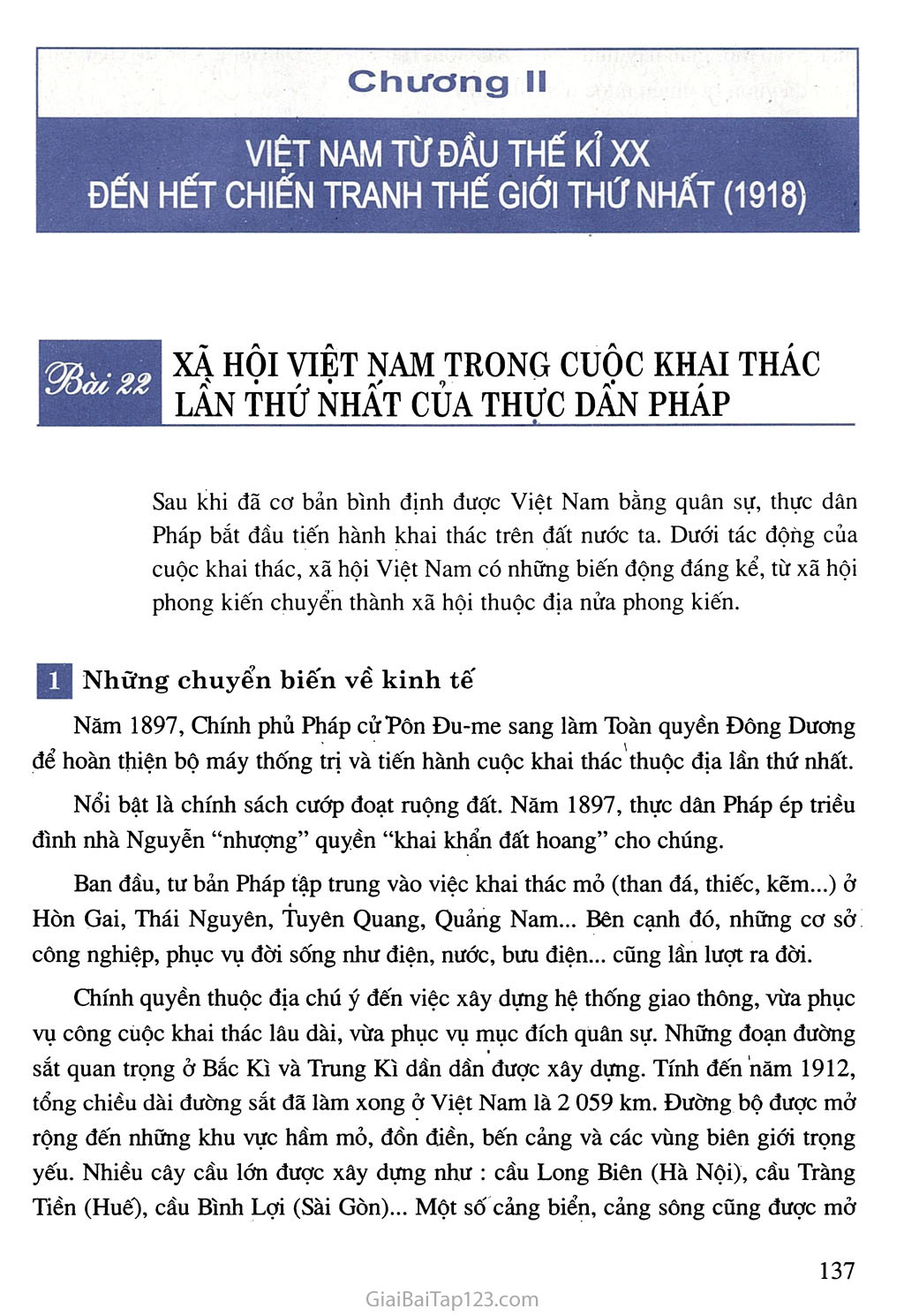 Bài 22. Xã hội Việt Nam trong cuộc khai thác lần thứ nhất của thực dân Pháp trang 1