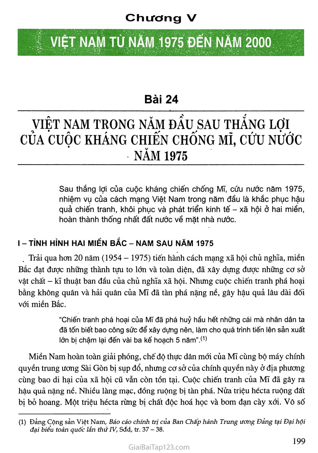 Bài 24. Việt Nam trong năm đầu sau thắng lợi của cuộc kháng chiến chống Mĩ, cứu nước năm 1975 trang 1