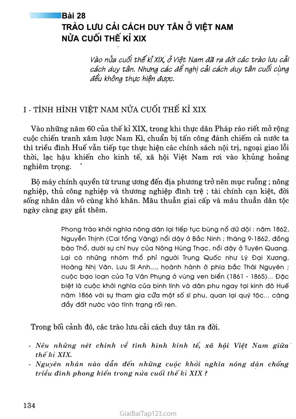 Bài 28: Trào lưu cải cách duy tân ở Việt Nam nửa cuối thế kỉ XIX trang 1