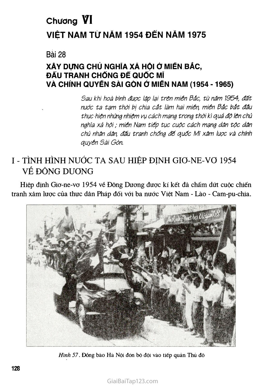 Bài 28 - Xây dựng chủ nghĩa xã hội ở miền Bắc, đấu tranh chống đế quốc Mĩ và chính quyền Sài Gòn ở miền Nam (1954 - 1965) trang 1