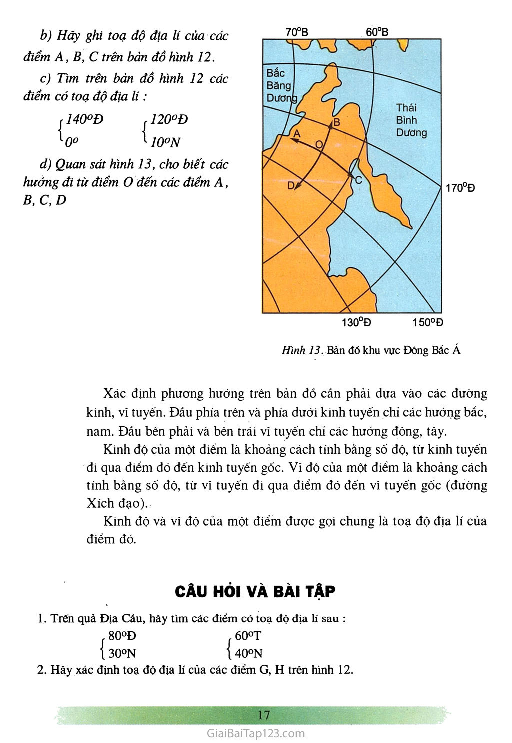 Bài 4: Phương hướng trên bản đồ. Kinh độ, vì độ và tọa độ địa lí (1 tiết) trang 3