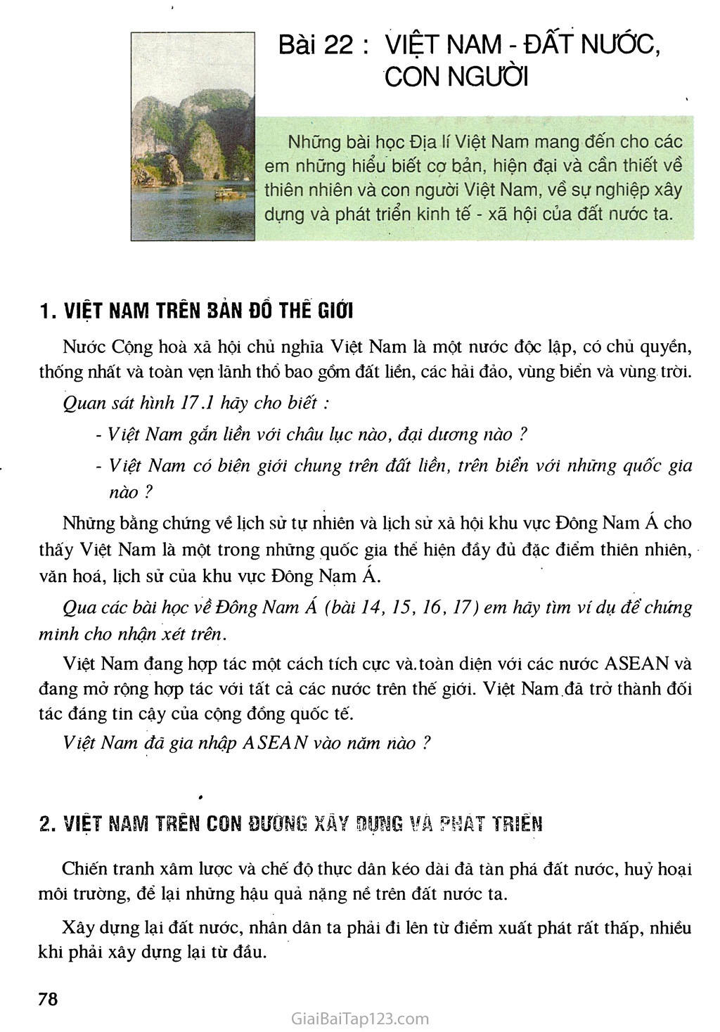 Bài 22. Việt Nam - đất nước, con người trang 1