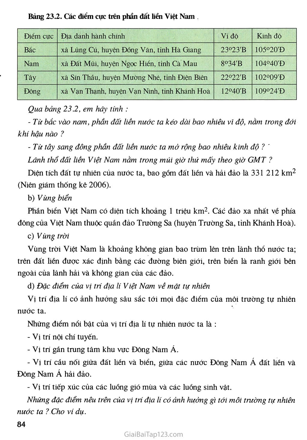 Bài 23. Vị tri, giới hạn, hình dạng lãnh thổ Việt Nam trang 4