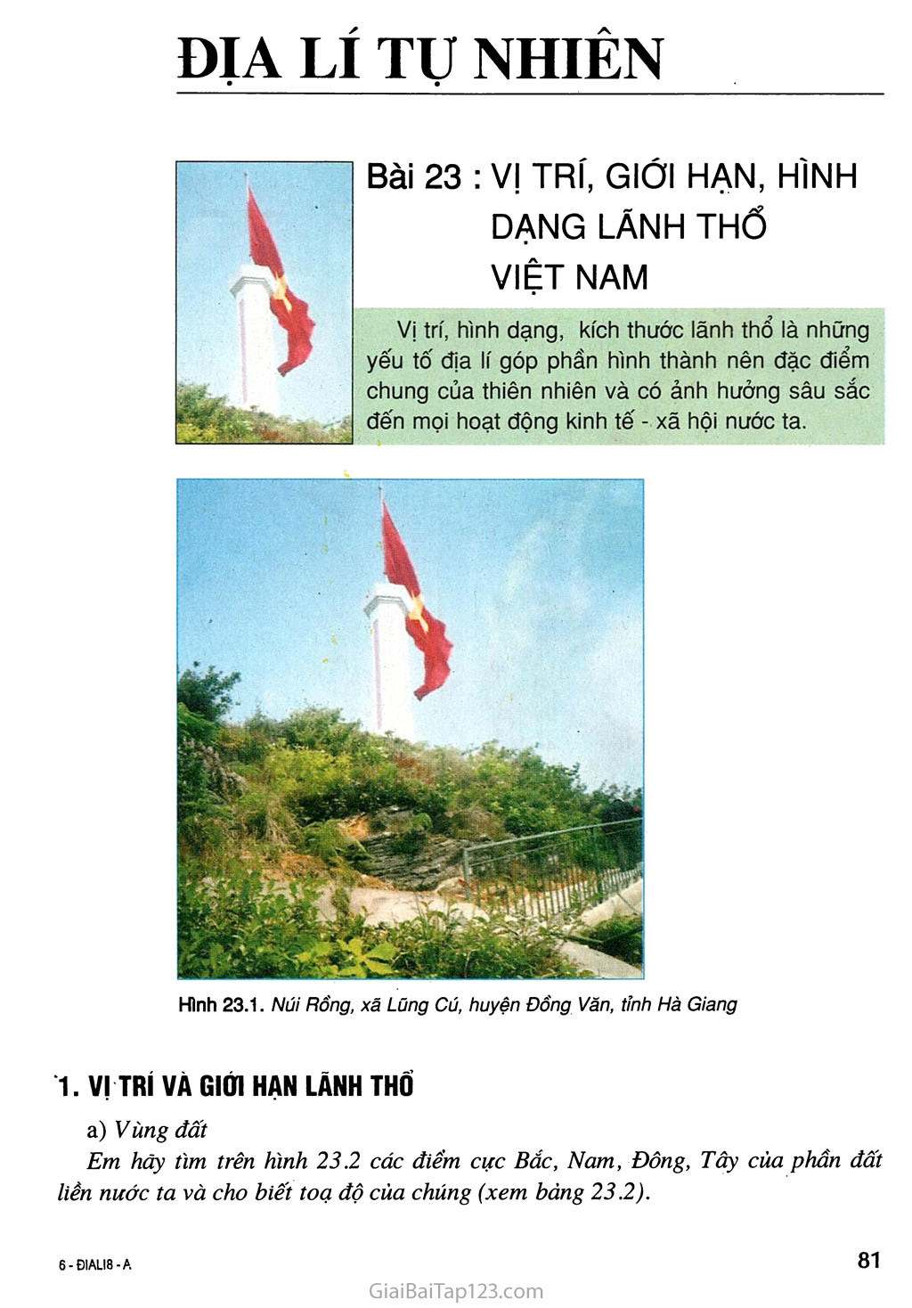 Bài 23. Vị tri, giới hạn, hình dạng lãnh thổ Việt Nam trang 1