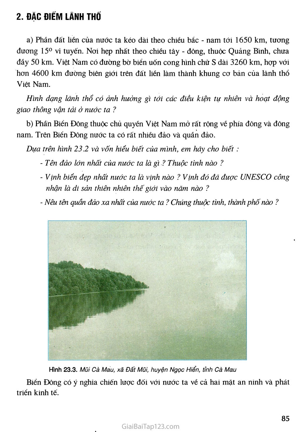 Bài 23. Vị tri, giới hạn, hình dạng lãnh thổ Việt Nam trang 5