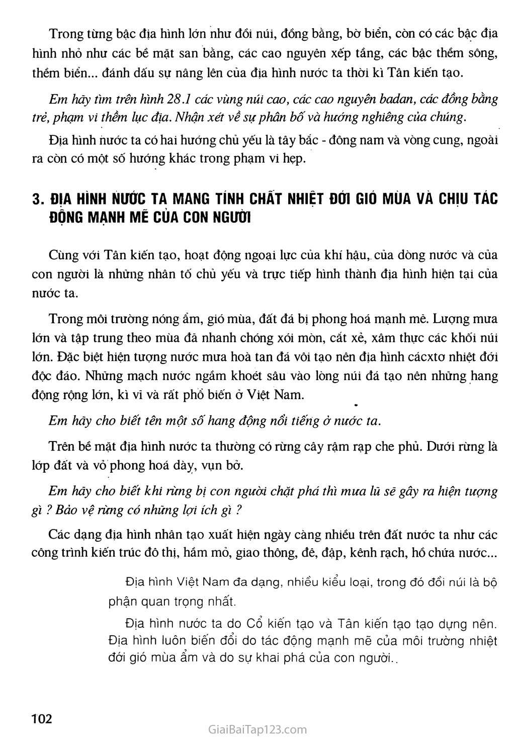 Bài 28. Đặc điểm địa hình Việt Nam trang 2