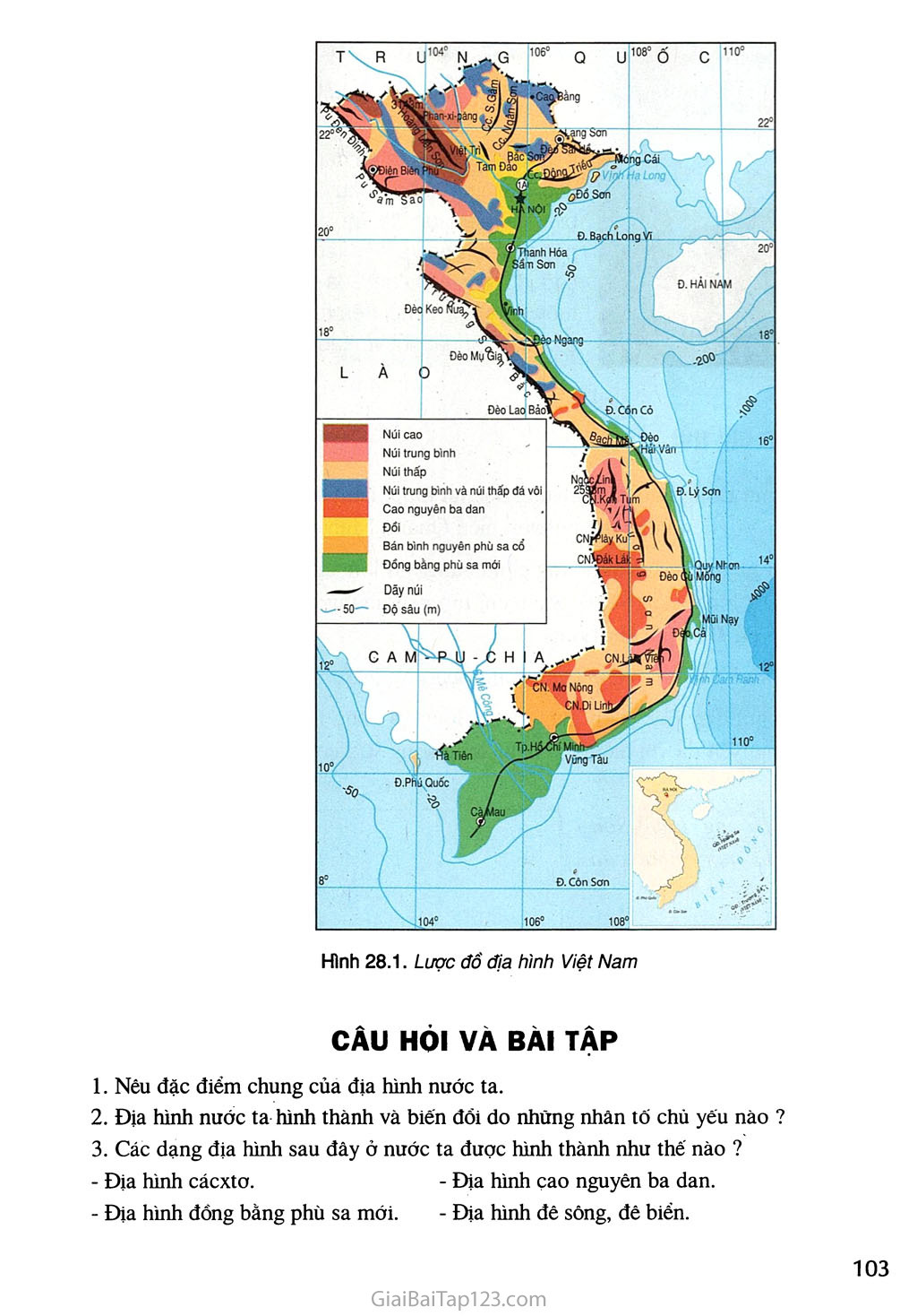 SGK Địa Lí 8 - Bài 28. Đặc điểm địa hình Việt Nam