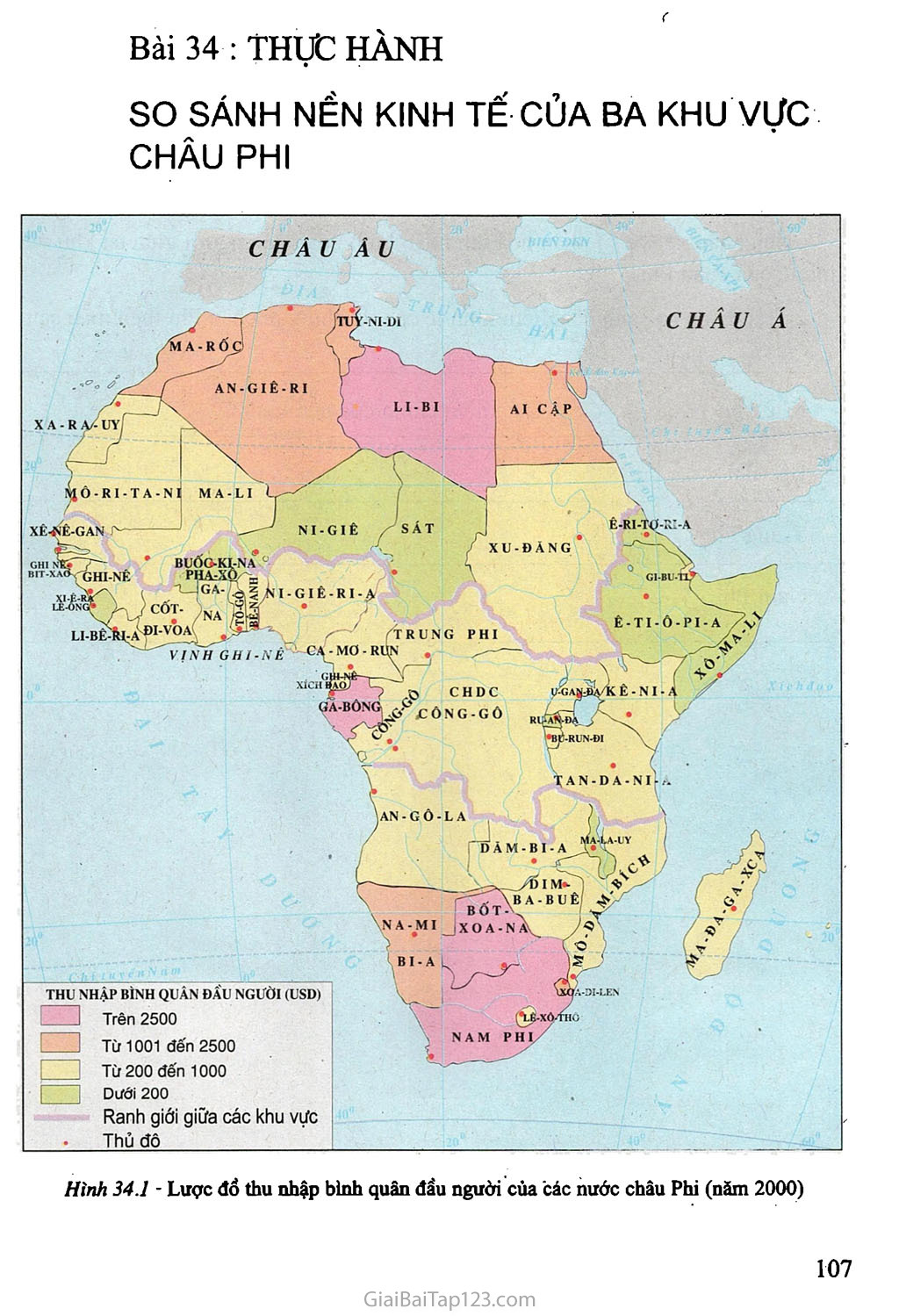 Bài 34: Thực hành: So sánh nền kinh tế của ba khu vực châu Phi trang 1