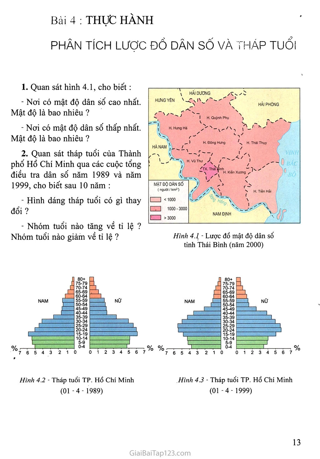 Bài 4: Thực hành: Phân tích lược đồ dân số và tháp tuổi trang 1